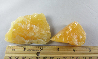 orange calcite, rough unpolished natural orange caclite