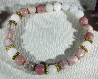 Compassionate Self-Worth Bracelet - Rhodocrosite, Rhodonite & Hemimorphite