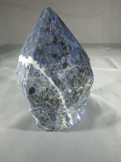 sodalite rough point, top polished point, brazil crystal