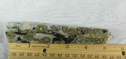 orbicual ocean jasper crystal pillar, crystal wand, obelisk