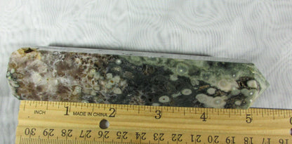 orbicual ocean jasper crystal pillar, crystal wand, obelisk