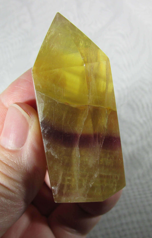 yellow fluorite crystal pillar, rare brazil crystals