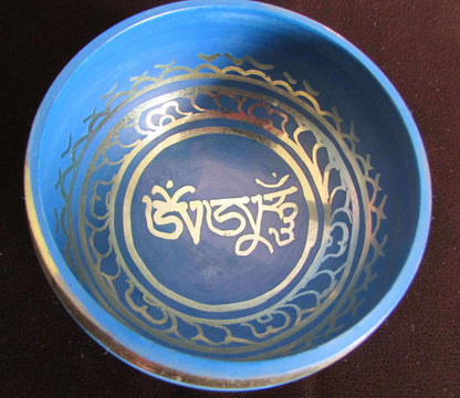 Blue Mani Padme Om Singing Bowl - Sacred Himalayan Sound Healing Instrument