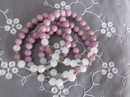 Serenity Bracelet - Phosphosiderite, Moonstone & Strawberry Quartz