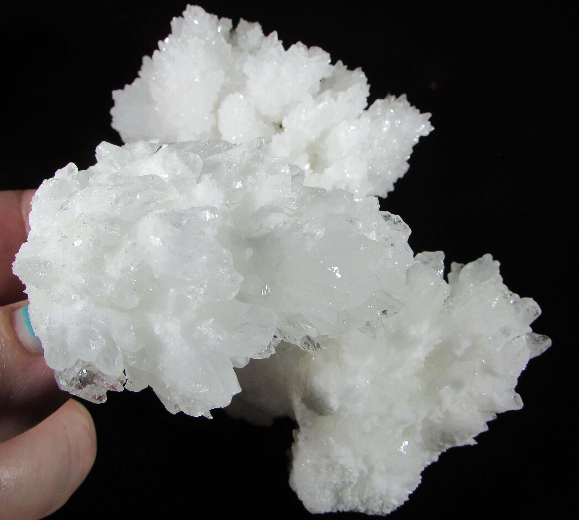 White Aragonite Crystal Cluster Mexico mineral crystal