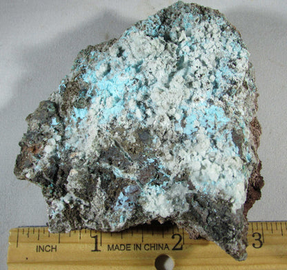 Natural genuine Aurichalcite and Aragonite on Copper from Durango, Mexico