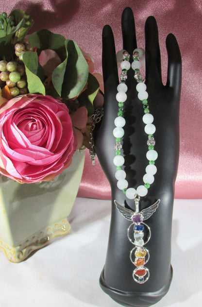 crystal necklace, handmade crystal bead jewelry