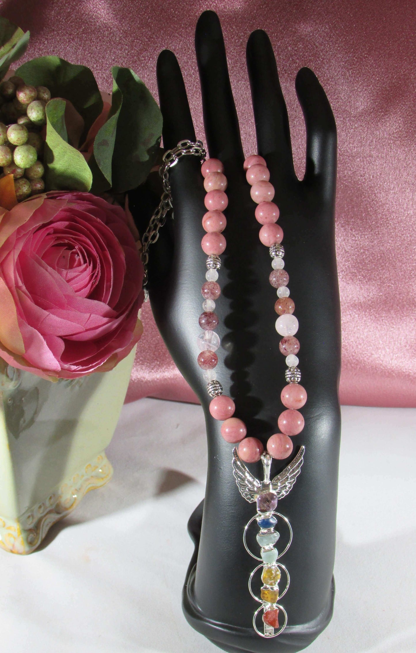 crystal necklace, handmade crystal bead jewelry