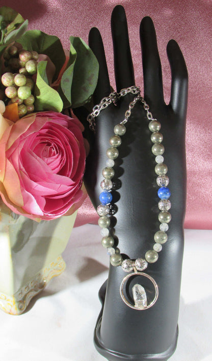 crystal necklace, handmade crystal bead jewelry