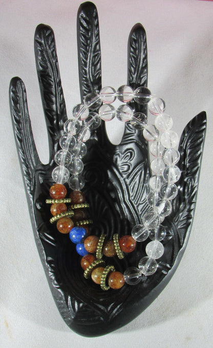 Good Fortune Bracelet - Garnet, Lapis, Quartz & Tiger's Eye