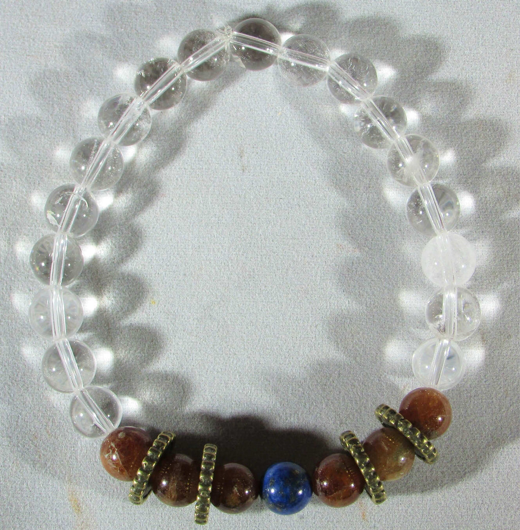 Good Fortune Bracelet – Garnet, Lapis, Clear Quartz & Golden Tiger’s Eye
