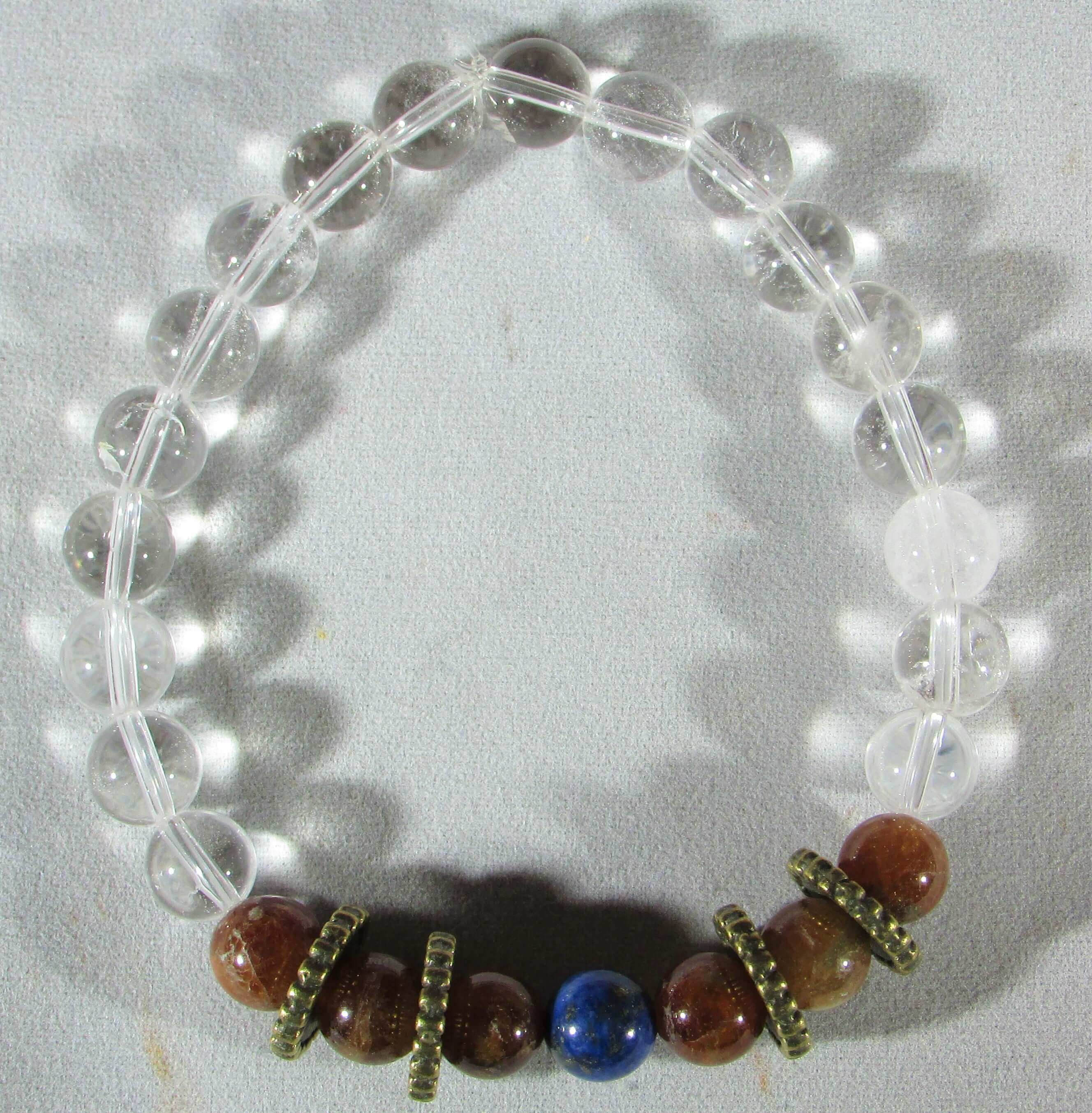 Good Fortune Bracelet – Garnet, Lapis, Clear Quartz & Golden Tiger’s Eye
