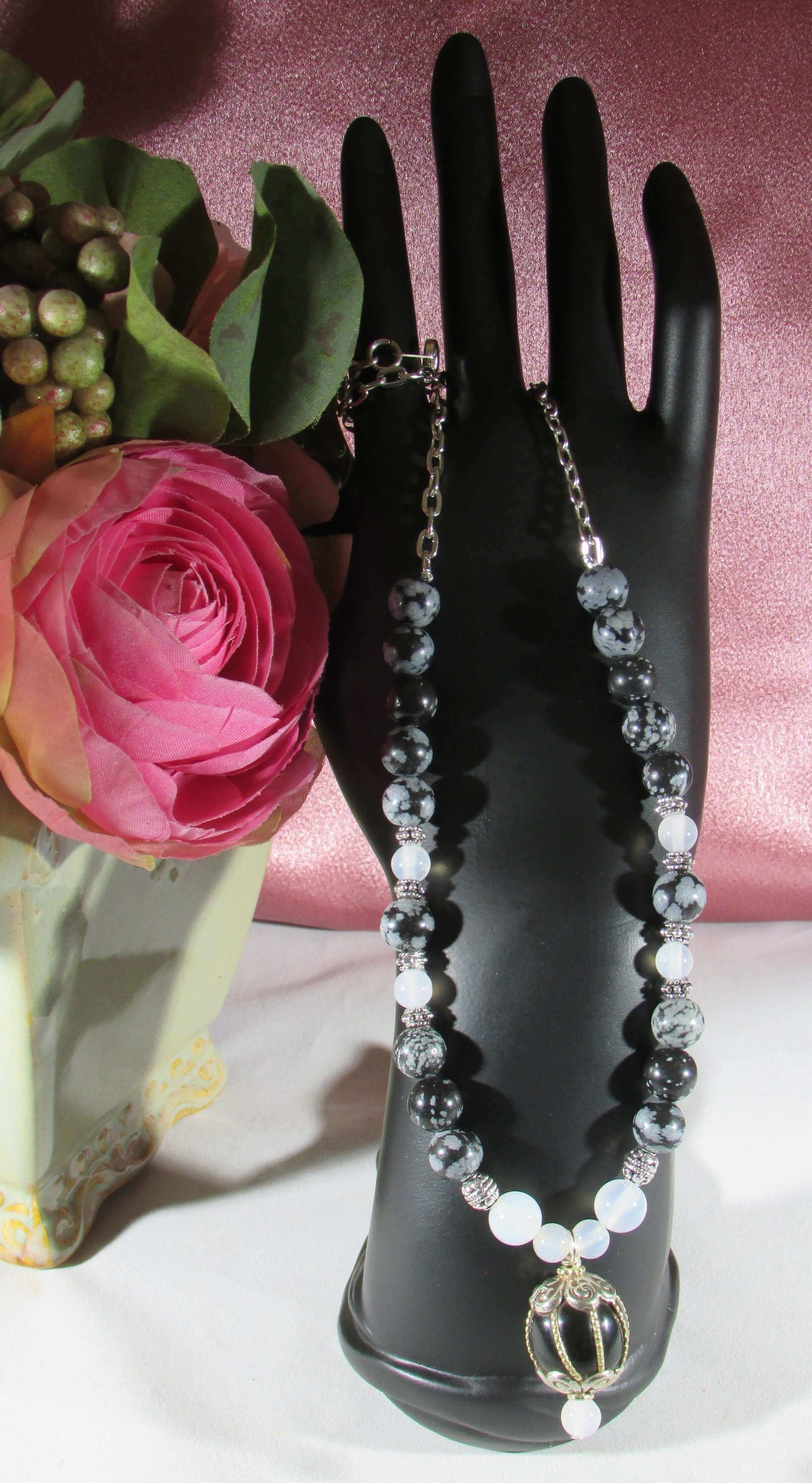 crystal necklace, handmade crystal bead jewelry