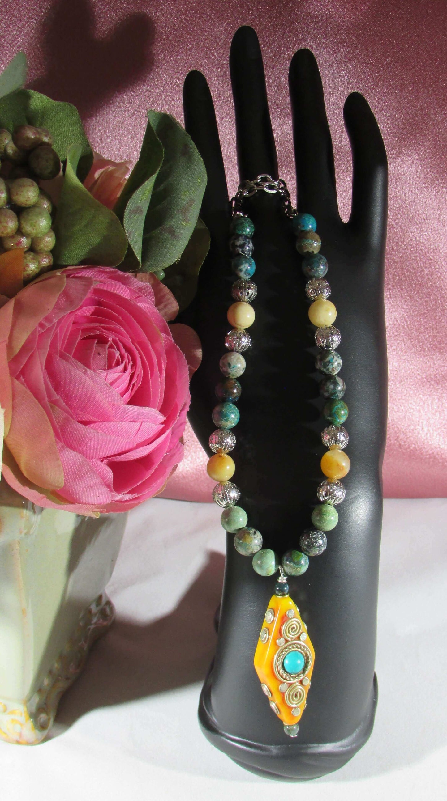 crystal necklace, handmade crystal bead jewelry