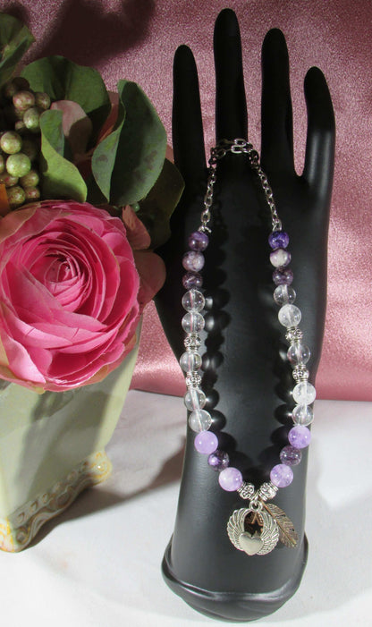 crystal necklace, handmade crystal bead jewelry