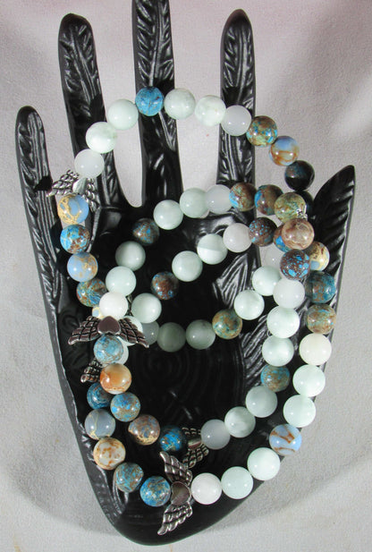 Serene Confidence Bracelet - Green Angelite, Blue Sea Sediment & Jade