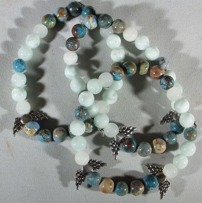 Serene Confidence Bracelet - Green Angelite, Blue Sea Sediment & Jade