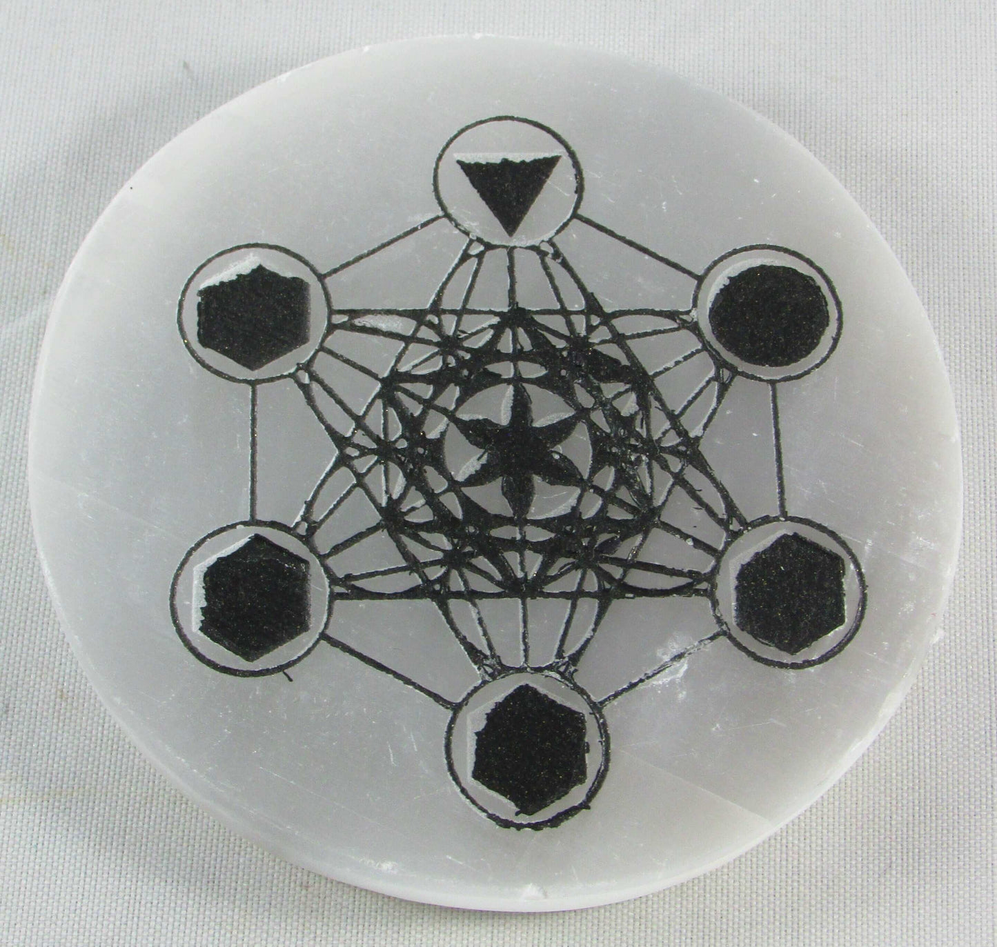 Selenite Sacred Geometry Charging Disc Crystals
