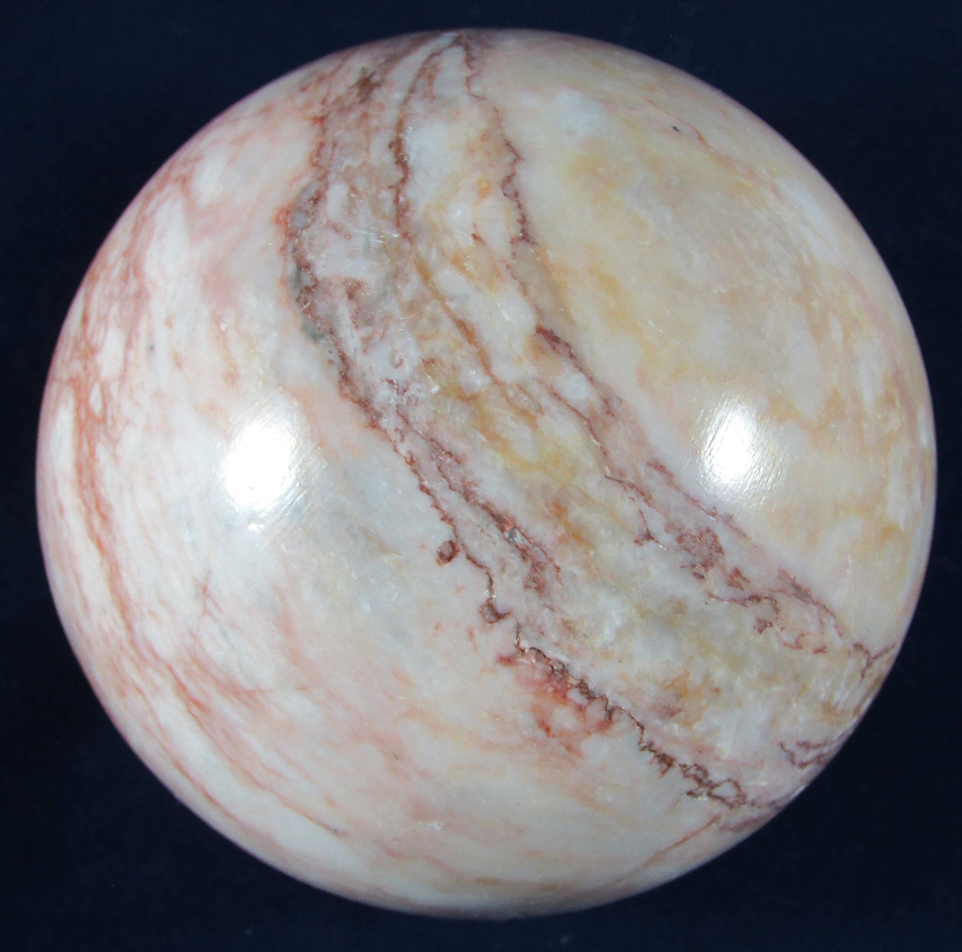 pink marble crystal sphere, polished crystal sphere