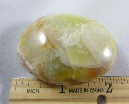 Natural Polished Green Opal Palmstone, Ethically Sourced from Madagascar