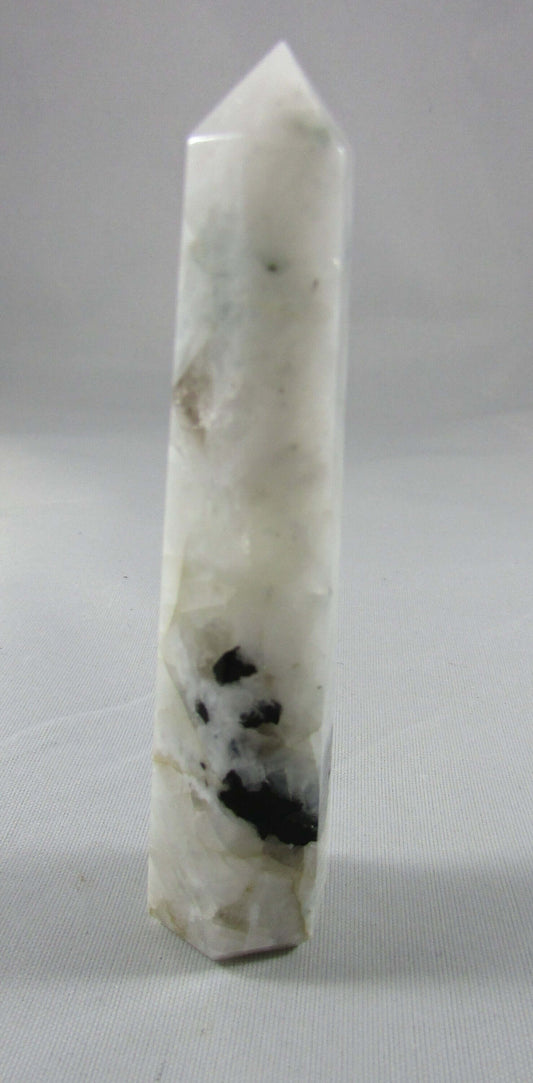 rainbow moonstone crystal pillar, crystal wand, obelisk