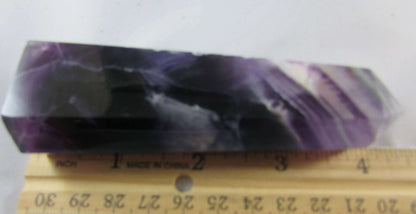 purple fluorite polished crystal obelisk, genuine fluorite