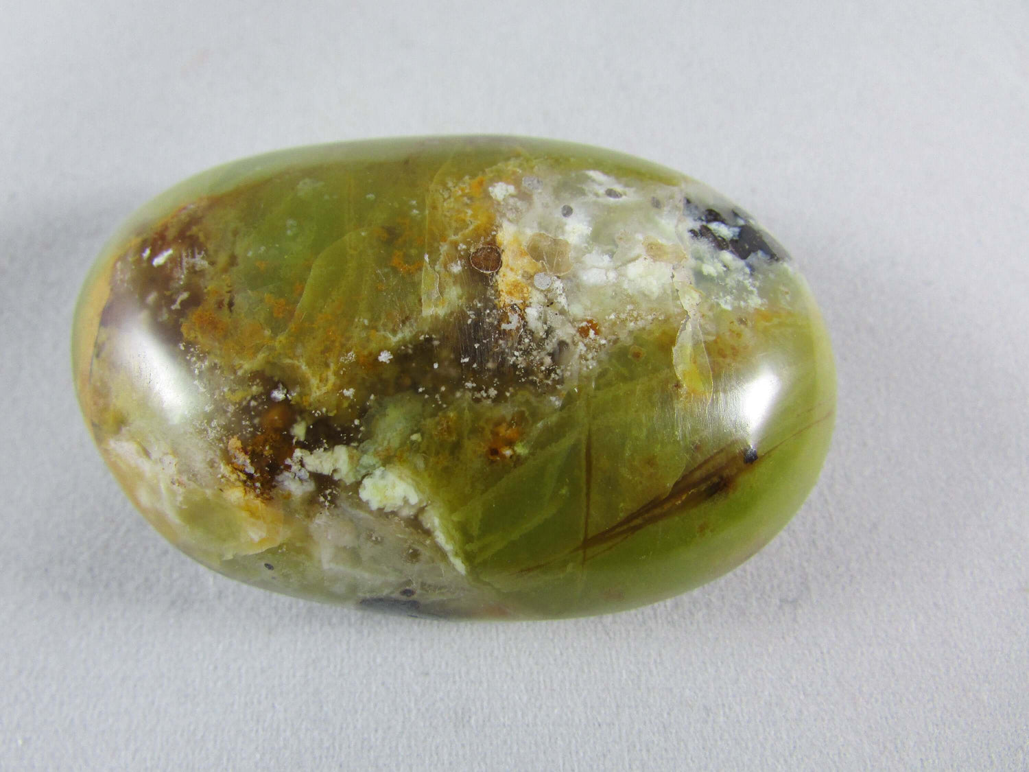 Natural Polished Green Opal Palmstone, Ethically Sourced from Madagascar