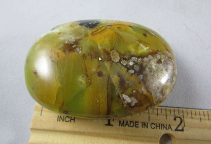 Natural Polished Green Opal Palmstone, Ethically Sourced from Madagascar