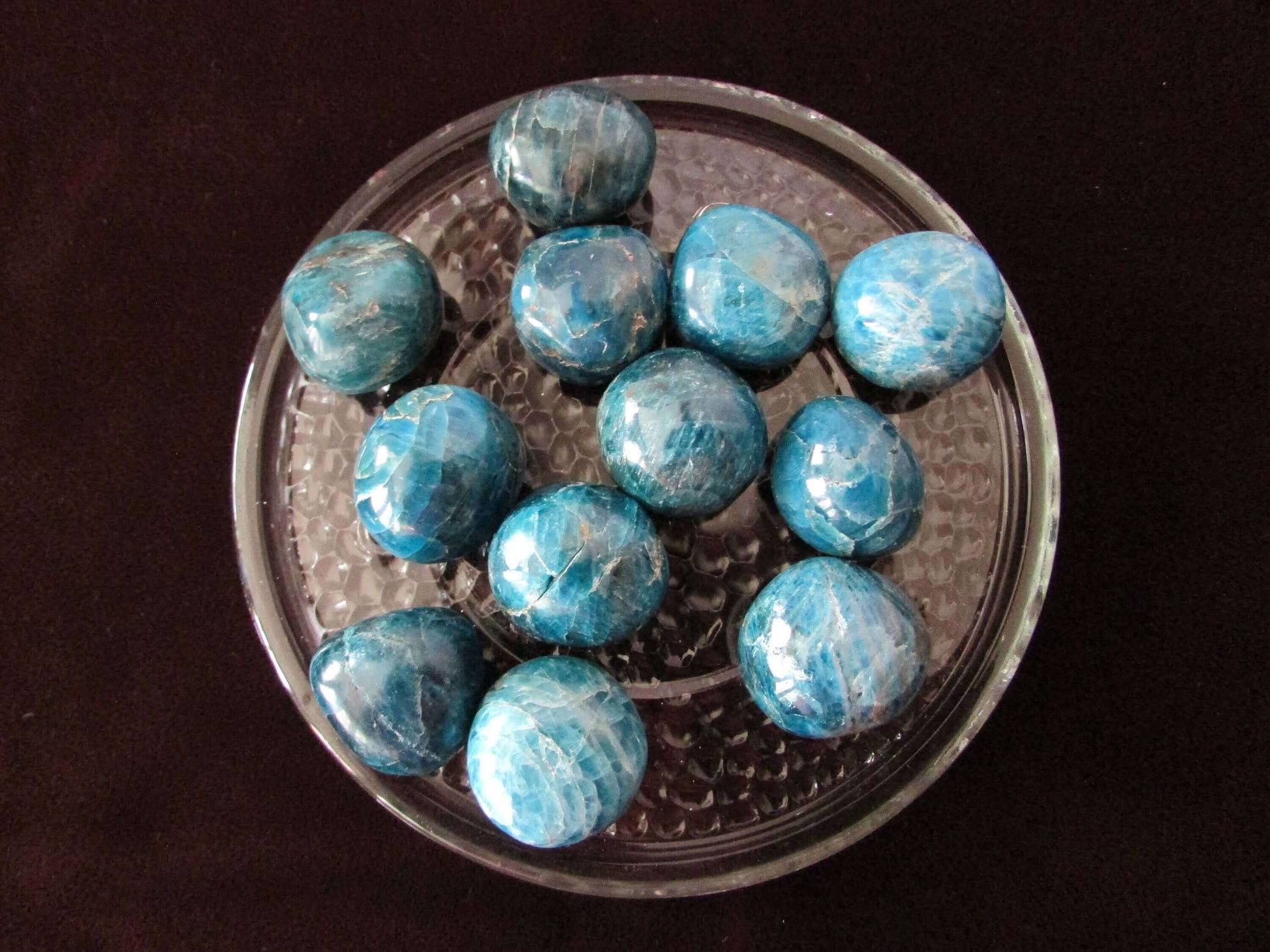 blue apatite crystal sphere, polished crystal ball