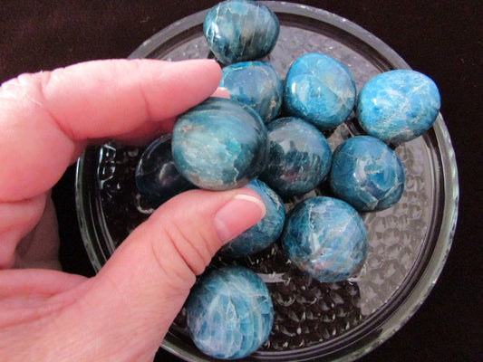blue apatite crystal sphere, polished crystal ball