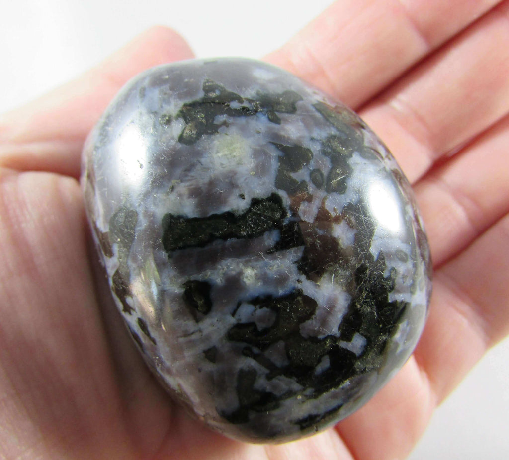 Mystic Merlinite Palmstone, Blue Black Indigo Gabbro, Ethically Sourced from Madagascar