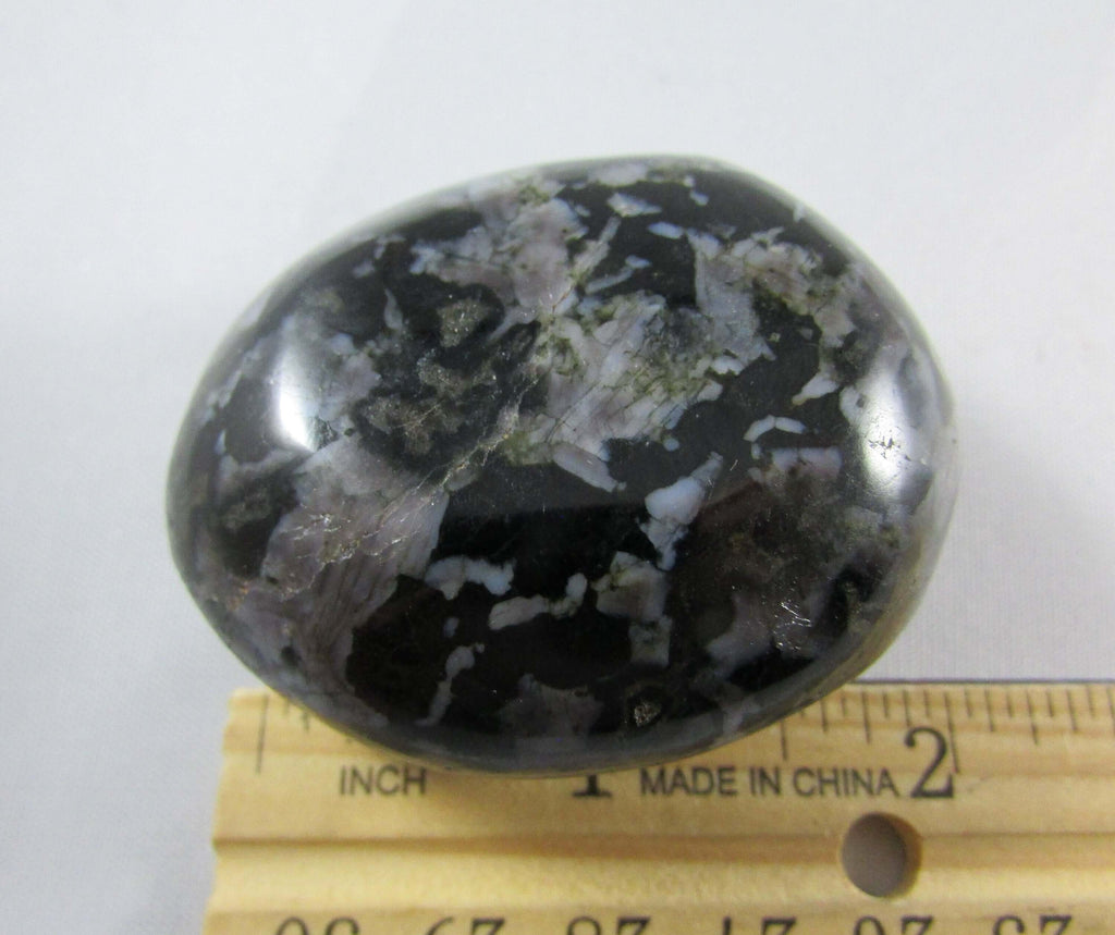 Mystic Merlinite Palmstone, Blue Black Indigo Gabbro, Ethically Sourced from Madagascar
