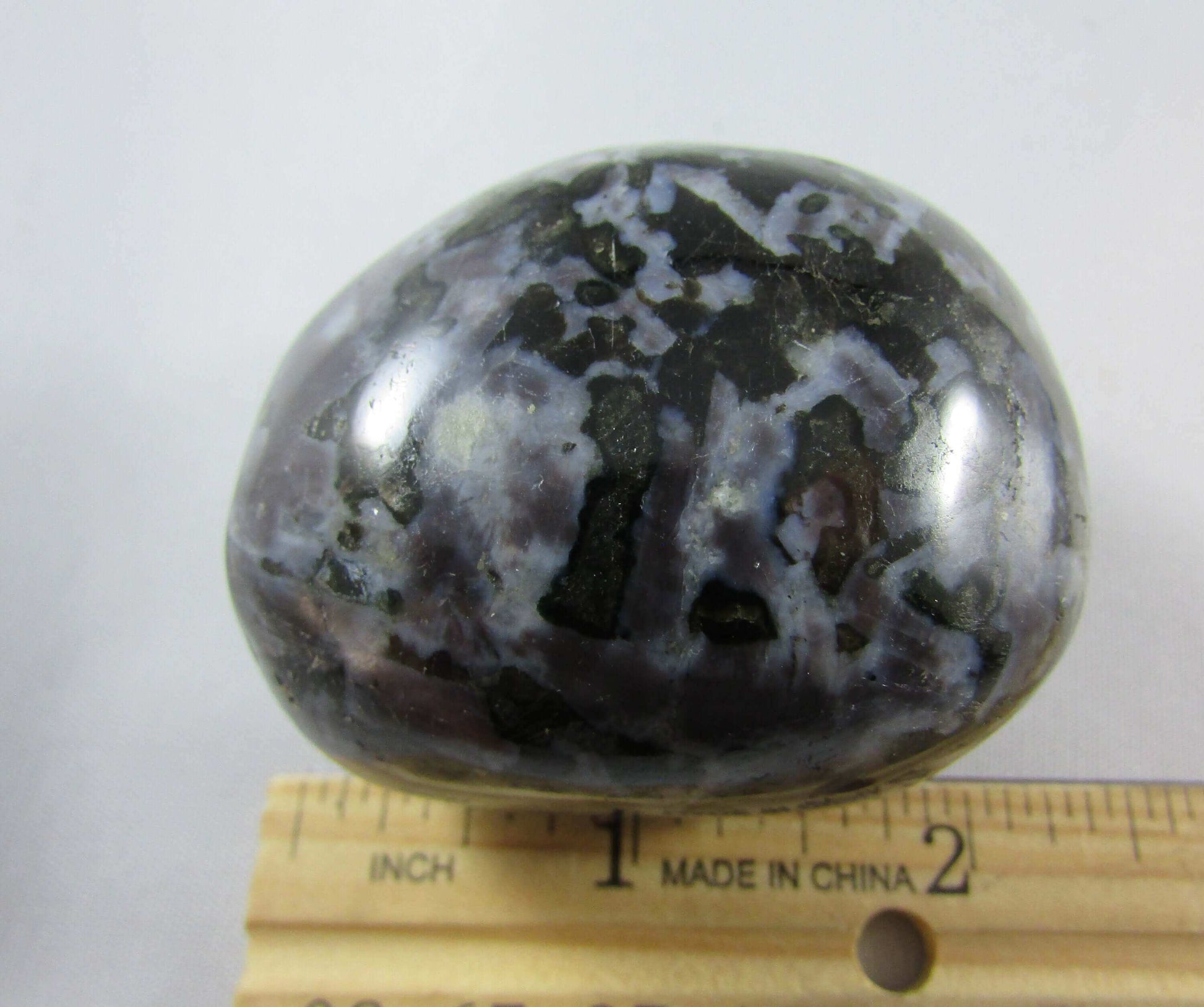 Mystic Merlinite Palmstone, Blue Black Indigo Gabbro, Ethically Sourced from Madagascar