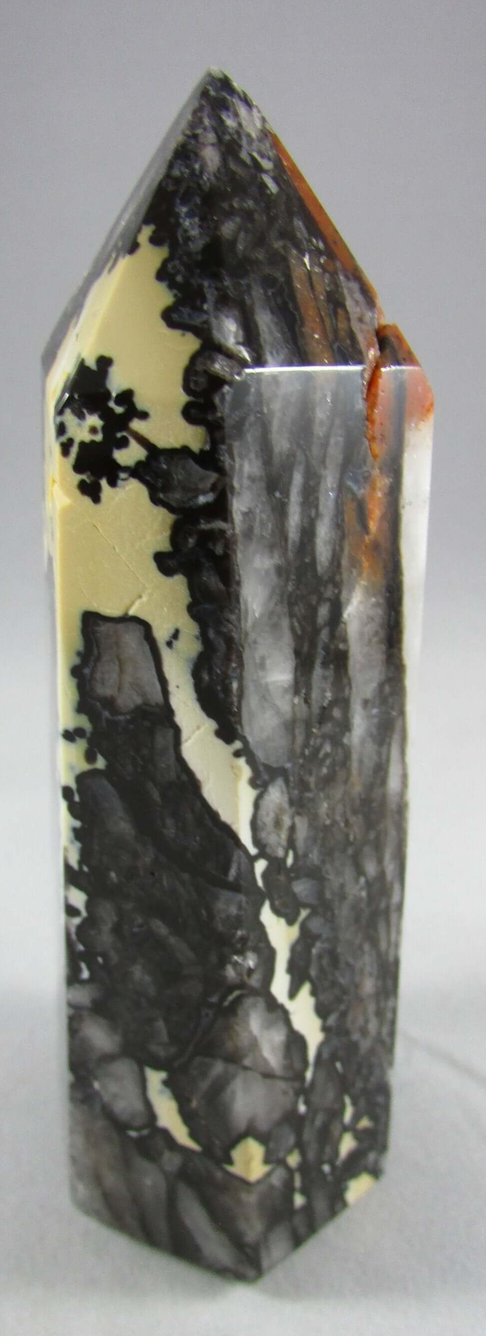 mosaic chalcedony quartz crystal obelisk, brazil crystals