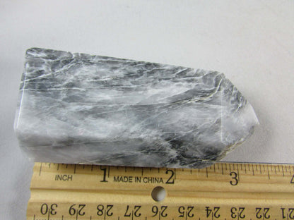 grey chalcedony crystal pillar, grey white chalcedony obelisk