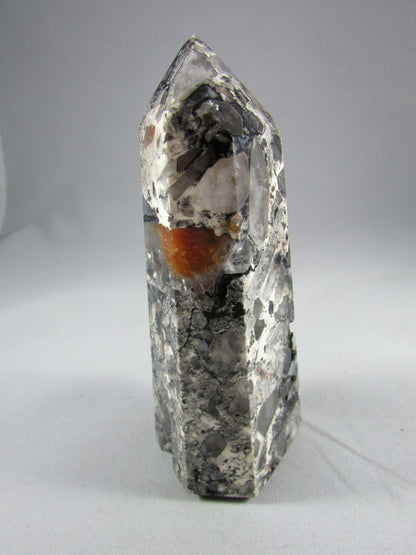 mosaic chalcedony quartz crystal obelisk, brazil crystals