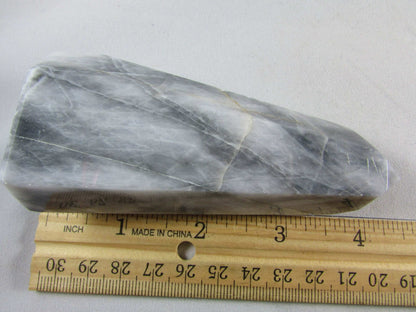 grey chalcedony crystal pillar, grey white chalcedony obelisk