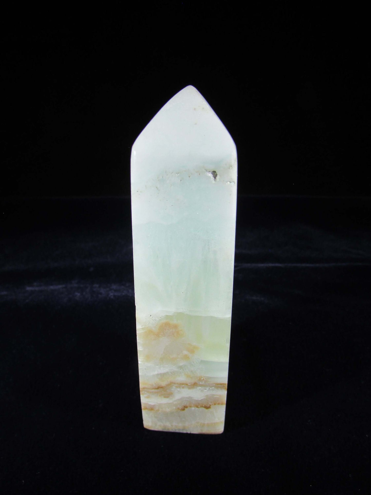blue caribbean calcite crystal obelisk, ethically sourced